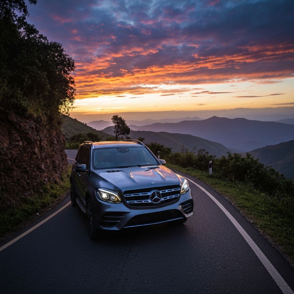 Luxury car on Ethiopian road